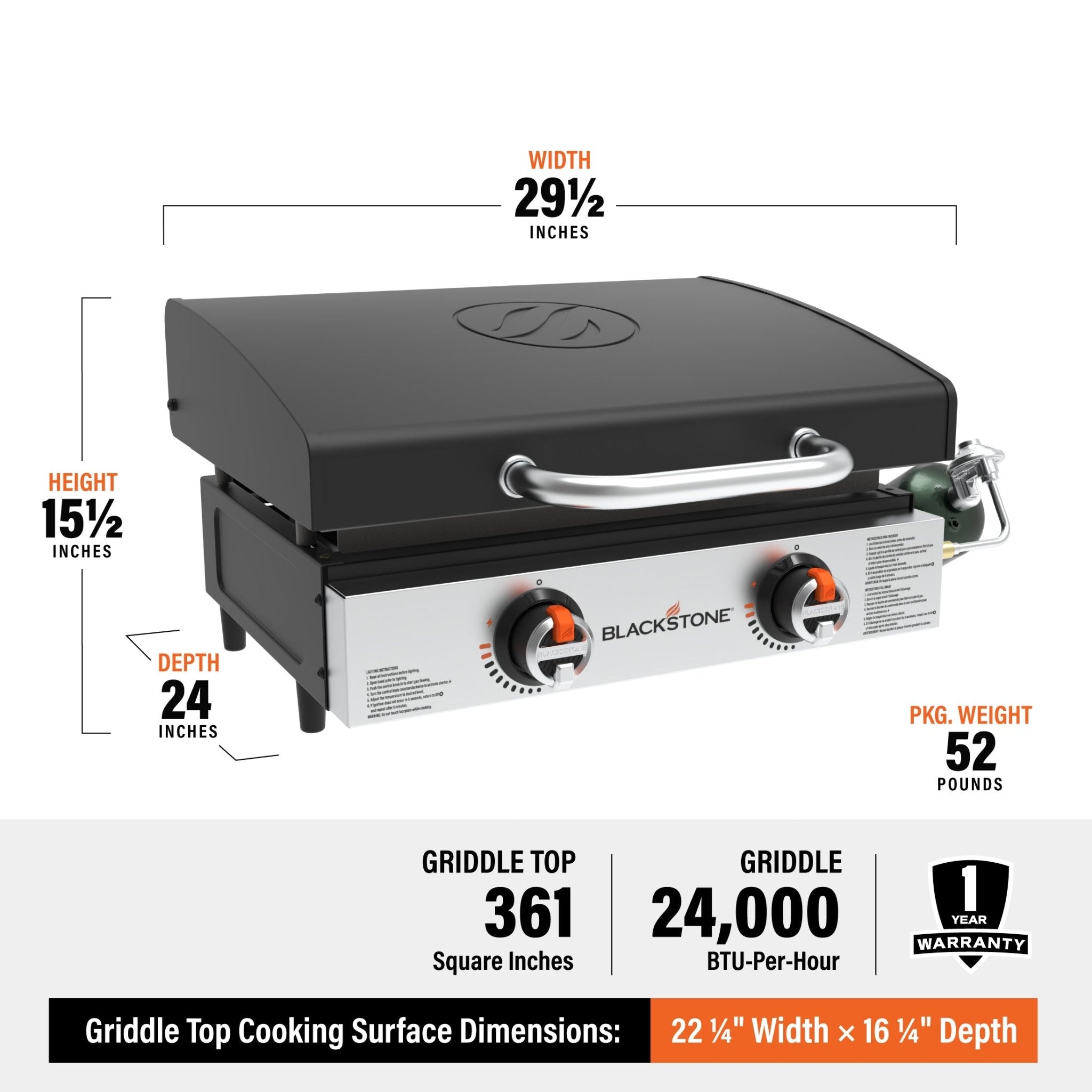Original 22in Stainless Front Panel Tabletop Griddle